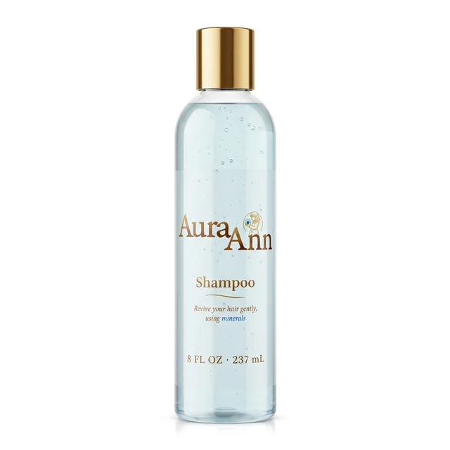AuraAnn Shampoo bottle with gold cap